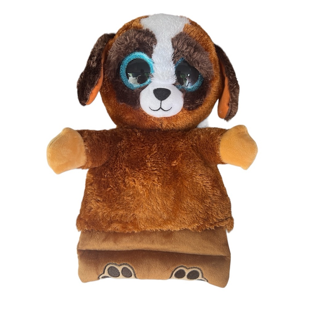 TY 12 Inch Pups Brown Dog Plush Kids Tablet/Phone Holder